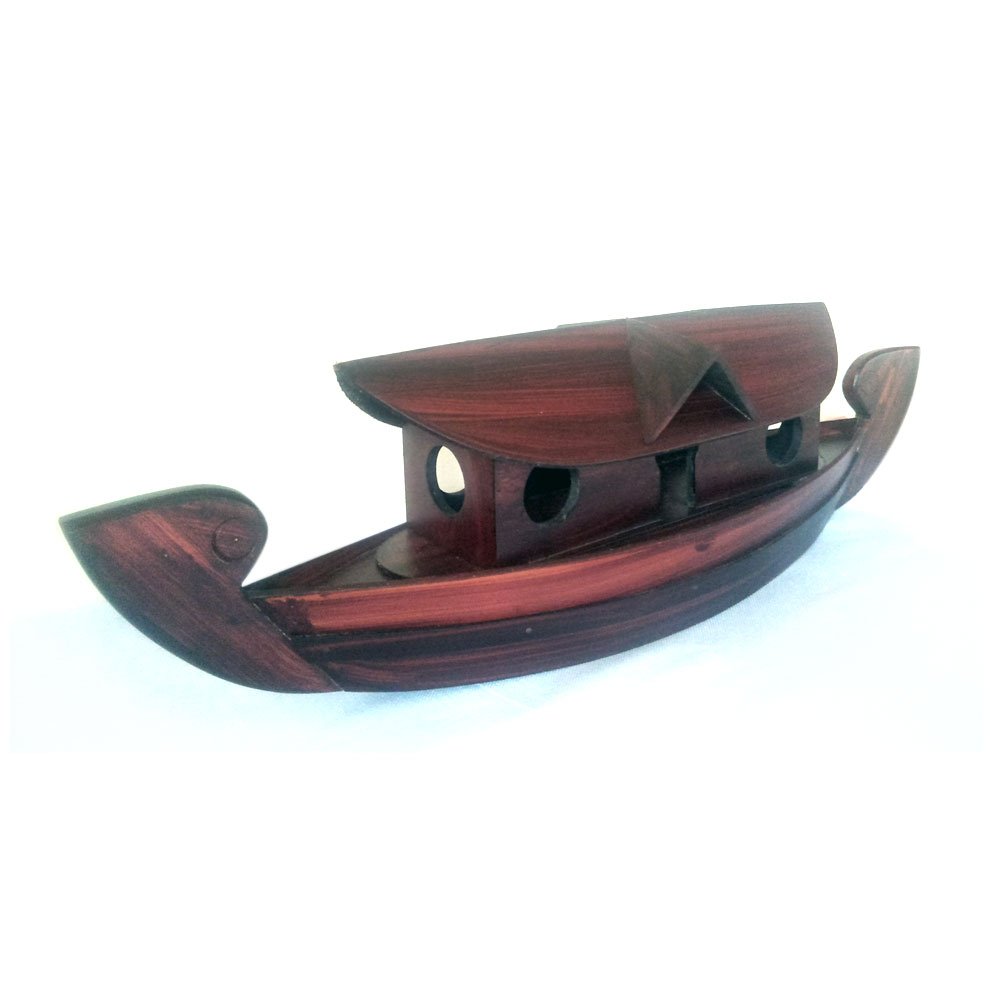 Wood Crafted Kerala Houseboat Miniature for Decor & Gifting thumbnail 1